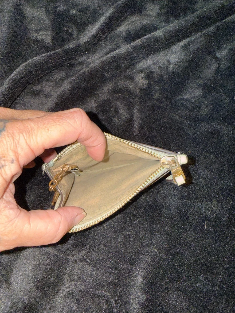 Coach Beige Floral Signature Card Case with Keyring